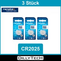 Renata CR2025 Lithium Knopfzellenbatterie - 3 Stk.