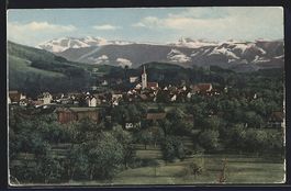 AK Hausen a. A., Teilansicht mit Bergen