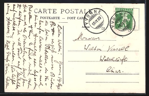 Ansichtskarten: AK Yvorne, Vue générale, 1909 – Gebraucht aus Berlin von bartko-reher 1