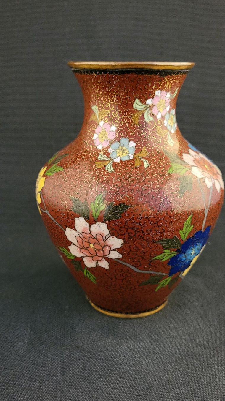 Vasi & Recipienti: Alte Cloisonne-Vase mit Blumen – Usato da Basel venduto da spinne02 3
