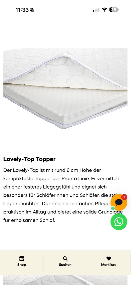 Hasena Materassi: HASENA Lovely-Top Topper ca. 6cm NEU – Nuovo e nell'imballaggio originale da Küttigen venduto da ricardawild