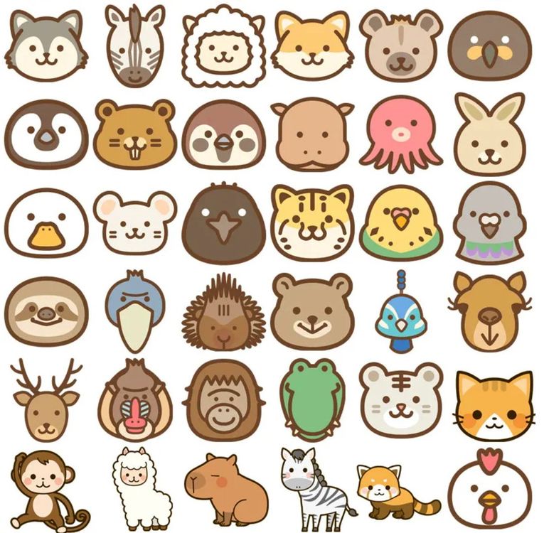 100 Stk. Aufkleber/Sticker - Süsse Cartoon Tiere (Neu und ...