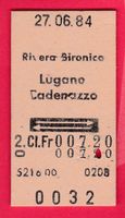 KARTON BILLETT, RIVERA-BIRONICO - CADENAZZO, 2.KLASSE, RETOU