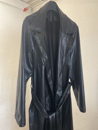 Mantel Kunstleder Schwarz Grösse S Neuer Zustand