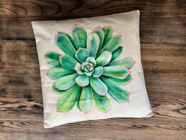 NEU Kissenbezug ca. 45 x 45 cm Sukkulenten Landhausstil Deko