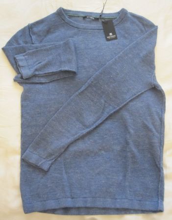 Pull col rond NAVYBOOT 100% Lin bleu