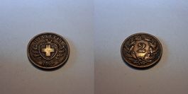 Schweiz 2 Rappen 1890 wenig gebraucht - seltener Jahrgang!