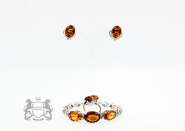 Schmuckset mit Citrin und Brillant *14K Weissgold *S3122