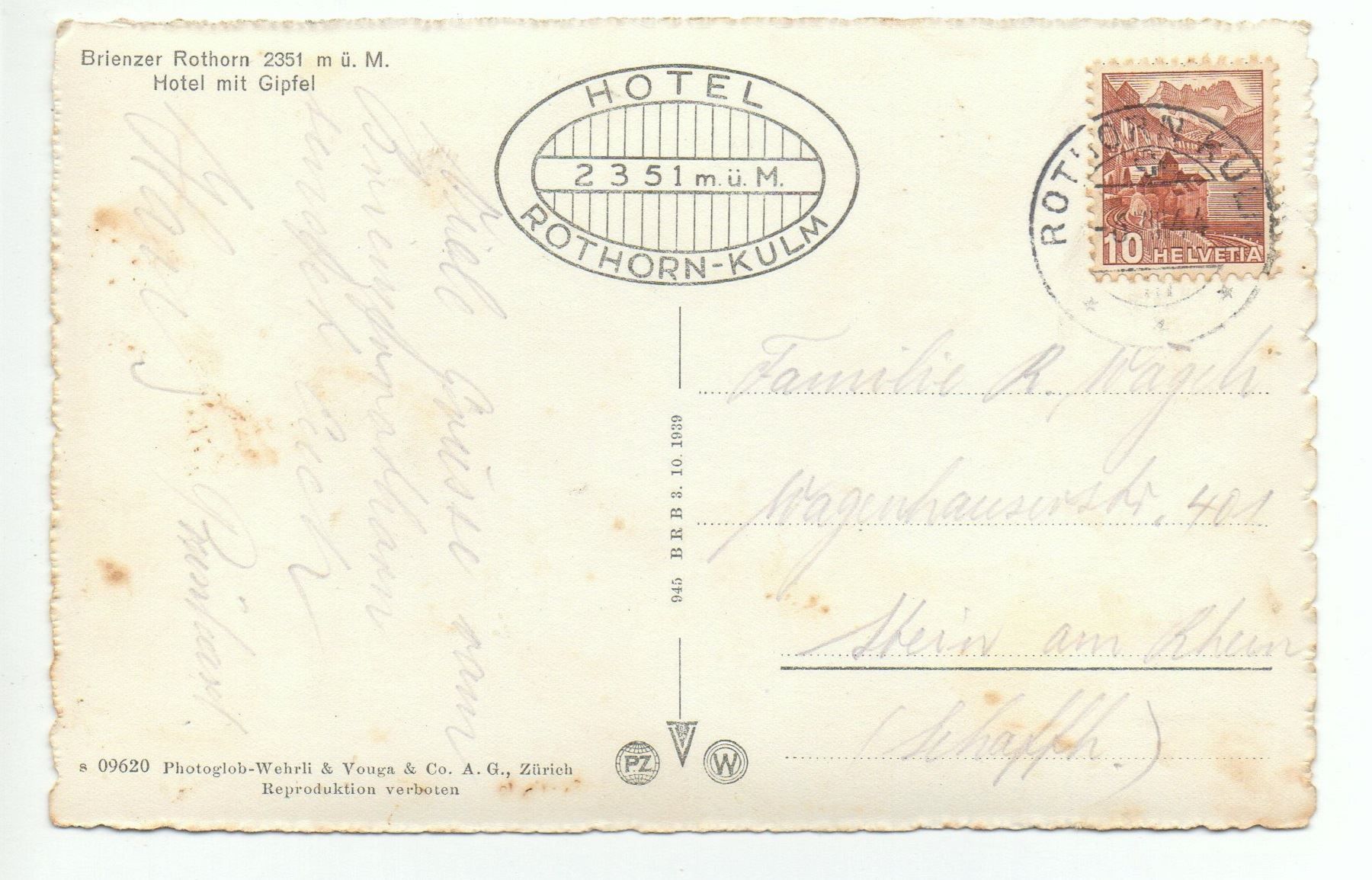 Cartoline postali: BRIENZER ROTHORN Hotel mit Gipfel – Usato da Jona venduto da philajona 1
