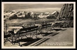 AK Pilatus-Kulm, Hotelterrasse mit Blick auf die Berneralpen
