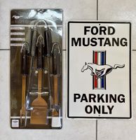 Ford Mustang 4-Piece BBQ Set and Sign