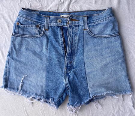 Rework Jeans Shorts Grösse 28 Damen Patchwork Denim