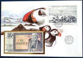 1986 Island   Banknoten Brief mit Auguste Mayer  Block