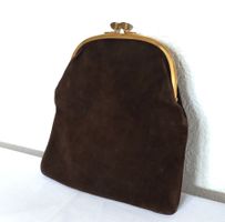 Antike Clutch, Wildleder / vergoldetes Metall