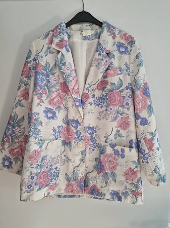 Schicker Vintage Blazer / Jacke mit Blumenmuster - Gr. 40