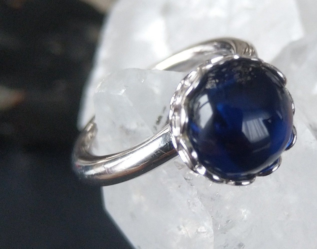 Anelli: COCKTAIL RING IN 925 SILBER MIT BLAUEM STEIN – Usato da Romanshorn venduto da Glitzer-Paradies 2