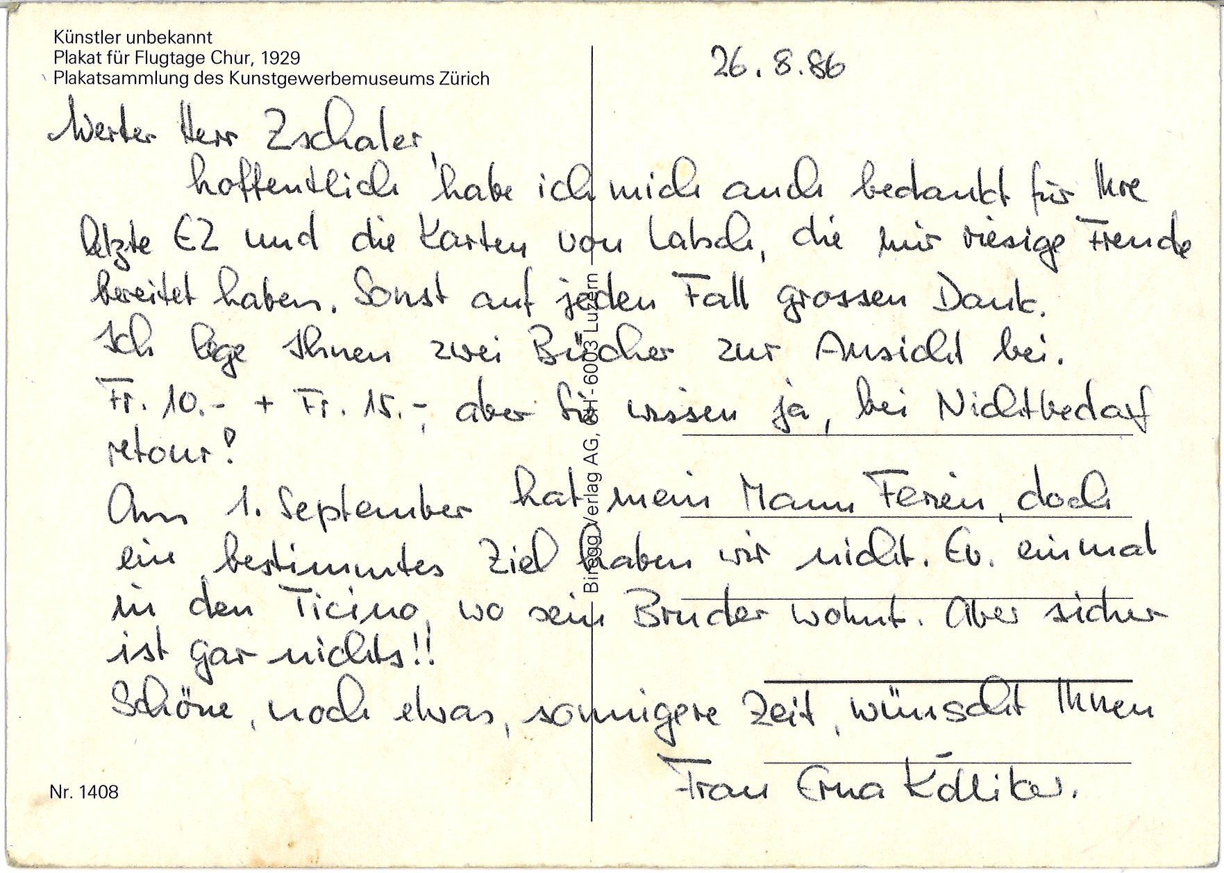 Cartoline postali: Kunstkarte "Flug-Tag Chur" – Usato da Chur venduto da mar_95xd 1