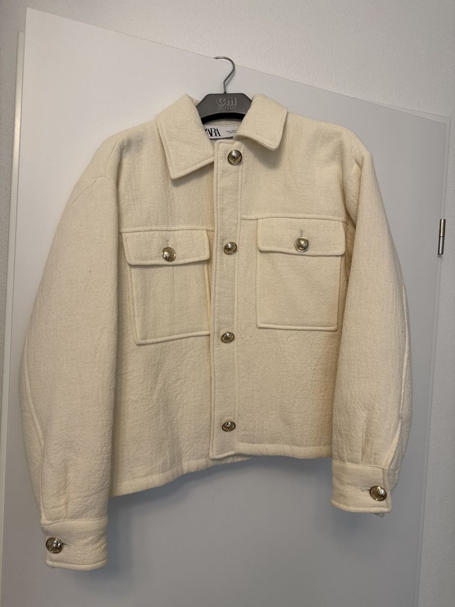 Zara Frauen Hemdjacke Wolljacke Beige Grösse S (Neu (gemäss