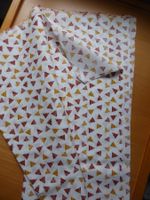 Patchwork BW - braun/senf Dreiecke auf weiss 48 x 70 cm