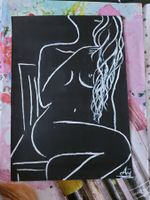 Dipinto arte moderna nudo donna bianco nero astratto ‪‪‪‪