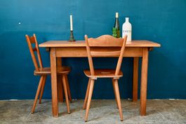 Table de ferme ancienne en bois massif vintage et bohème