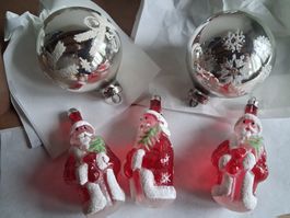 5 antike Glas Weihnachtskugeln/Schmuck 40-50iger Jahren