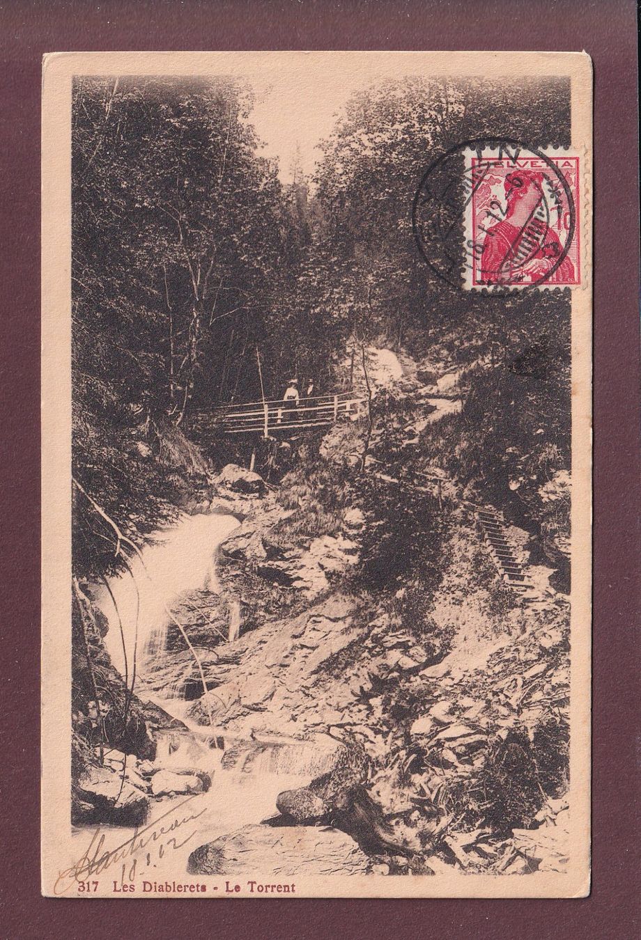 Cartoline postali: LES DIABLERETS - Le Torrent - 1912 – Usato da Pully venduto da nicecards
