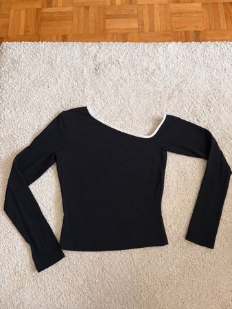 Top asymétrique noir manches longues femme taille S