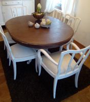 Landhaus Esstisch + 6 Shabby Chic Stühle Massivholz