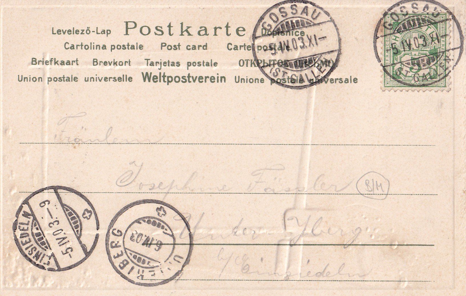 Cartoline postali: Gossau Prägekarte mit Protestantische Kirche – Usato da Olten venduto da clotaldi 1