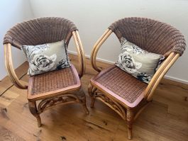 elegante Rattan-/Korbsessel im Vintage-Stil