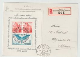 Carte R 1938 Nationale Briefmarken Austellung  Block Aarau