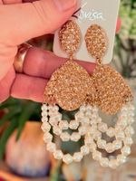 Boucles d'oreilles Lovisa pendantes dorées et perles neuves