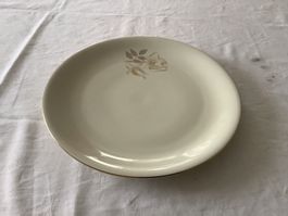 KPM Krister Porzellan Teller mit Rose & Goldrand,