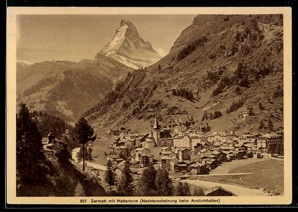 Cartoline postali: Zermatt, Gesamtansicht mit Matterhorn, M – Usato da Berlin venduto da bartko-reher