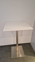 Stehtisch weiss Edelstahlfuss 