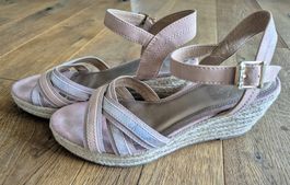 Sommerliche Keilabsatz-Sandalen, Rosa, Gr. 39, Top Zustand