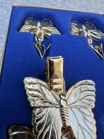 🟢 🦋 4x Tischtuch Gewichte vergoldet vintage pince à nappe