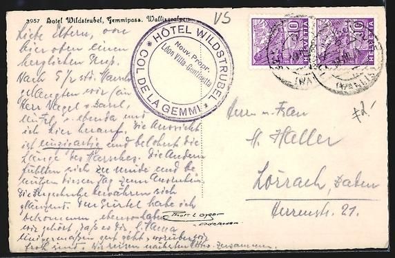 Cartoline postali: Gemmipass, Hotel Wildstrubel in den Wall – Usato da Berlin venduto da bartko-reher 1