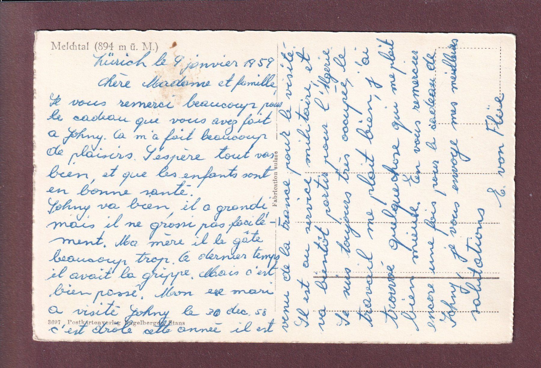 Ansichtskarten: MELCHTAL - 1959 – Gebraucht aus Pully von nicecards 1