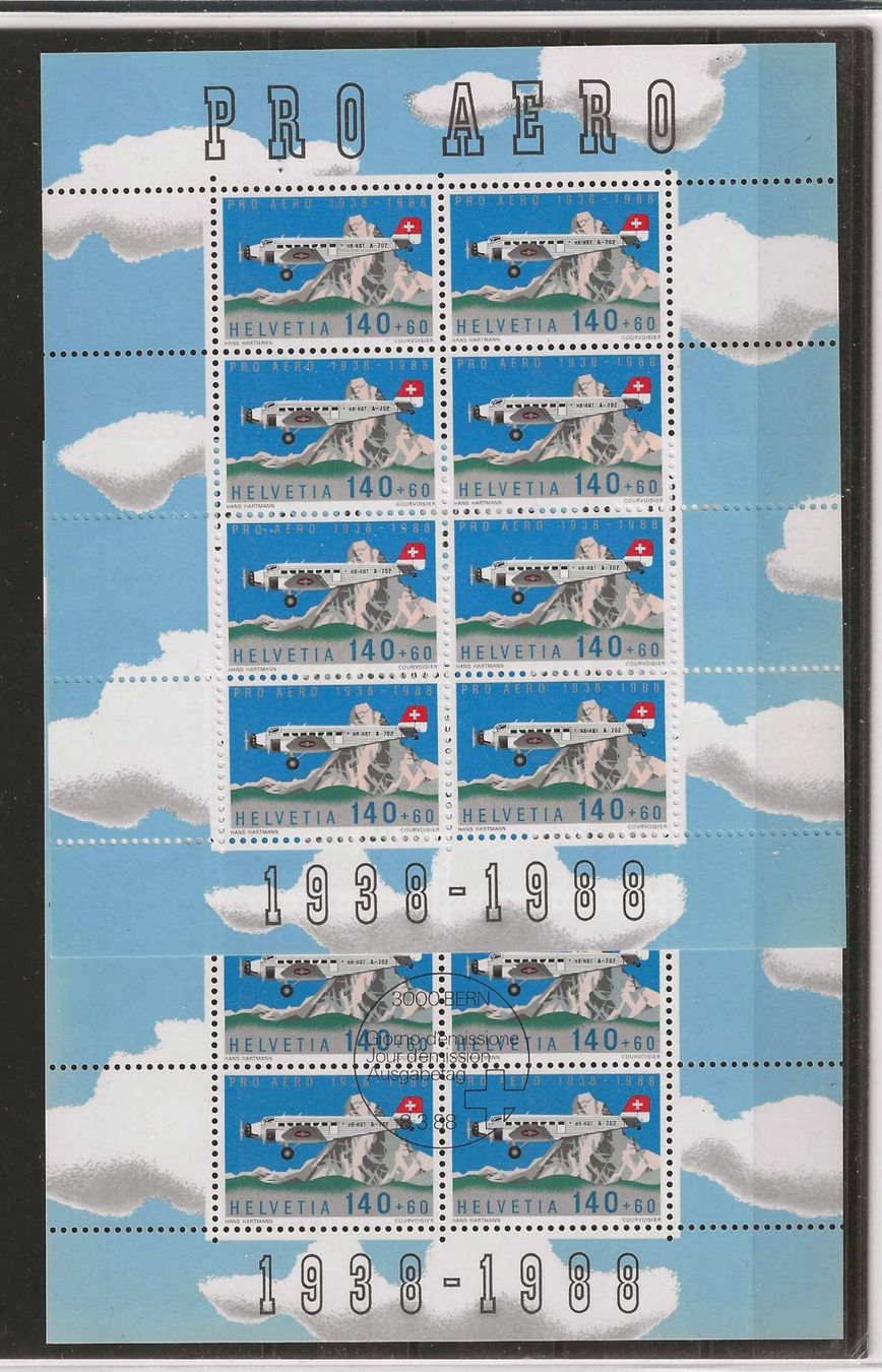 Tous les timbres: 2 Kleinbogen Pro Aero 1988 – D'occasion à Zürich par Philacat11
