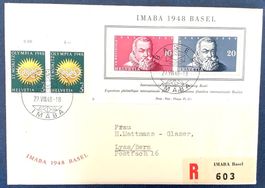 1948 - IMABA-Block W31 auf R -  Brief mit Zusatzfrankatur