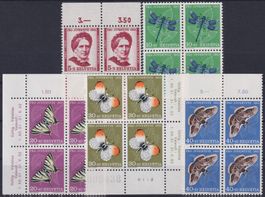 1951, Pro Juventute J138-J142 Viererblöcke ** Kat: 60.-+