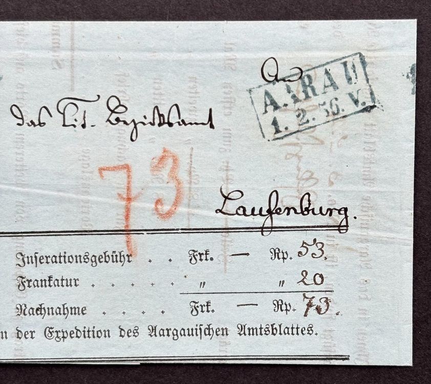 Tutti i francobolli: FALTBRIEF STRUBEL 25B AARAU 1856 – Usato da Ostermundigen venduto da wini63 2