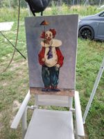 Peinture originale d'un clown par Paul Henri, signée 1985