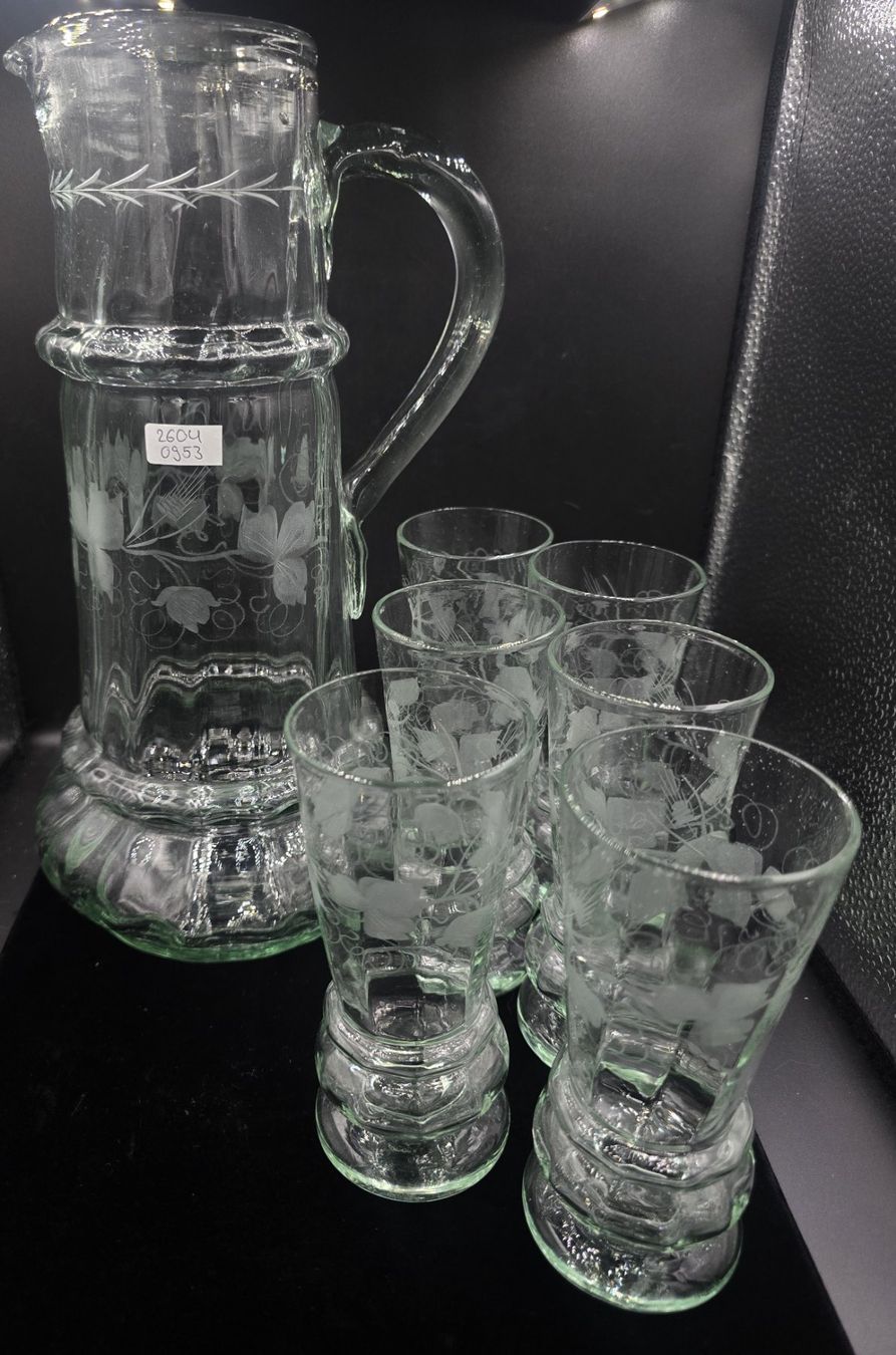 Caraffe: Antiker Wasser / Weinkrug mit 6 Gläser – Usato da Rorschacherberg venduto da snOOpydOg11