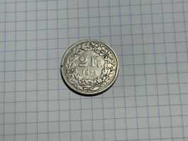 Schweizer Münze 2 Franken 1874 Helvetia Silber 