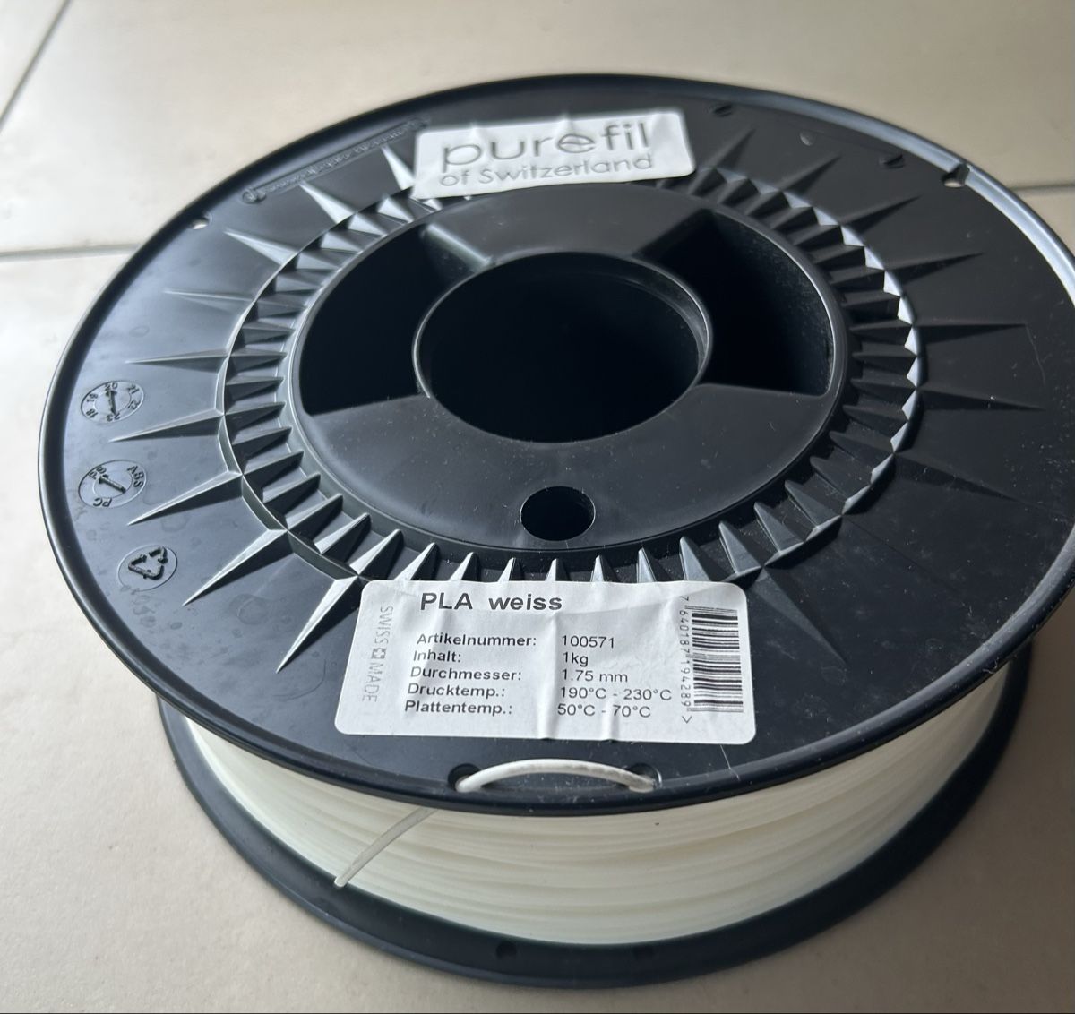 Stampanti 3D: Purefil PLA Weiss 1.75mm Filament – Nuovo (secondo la descrizione) da Wil ZH venduto da uhe_nw6s