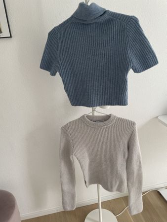 2 ZARA Pullover Damen Gr. S & M gerippt beige blau