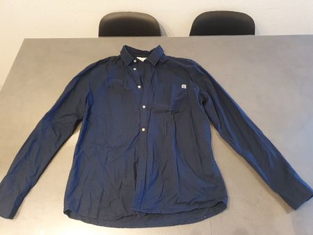 H&M Leinenhemd, Gr. 170, Dunkelblau - Sommerlich!